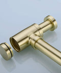 Brass Round Bottle P Trap For Basin Sinks, Adjustable Height Waste Drain Tube Kit In Brushed Gold Finish, showcasing leakproof design.
