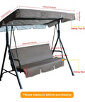 Outdoor Patio Swing Canopy Replacement Cover For 3 Seater Swing Chair And Hanging Glider Waterproof All Weather Shield