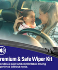 Front Silicone Wiper Blades For Toyota Tundra 2022 2023 2024 2025 in a car with a mother and daughter, ensuring clear visibility.