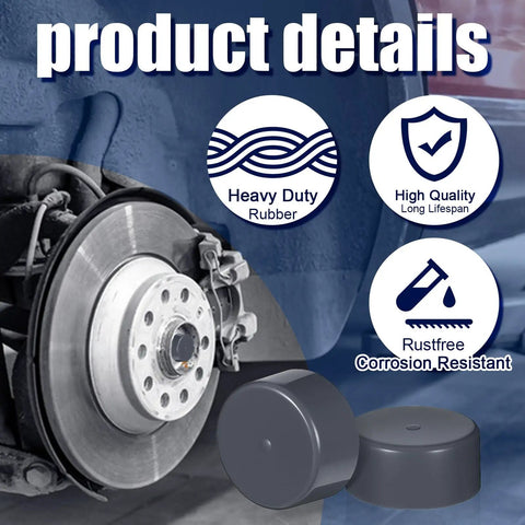 Heavy Duty 4 Pack 1.98 Inch Grey Rubber Bearing Dust Caps for boat and trailer wheels with product details and features