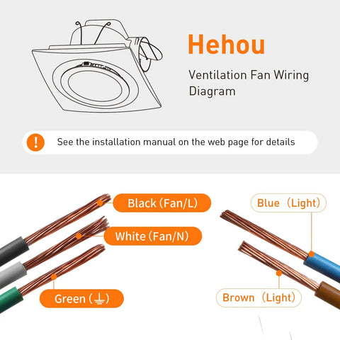 Ultra Quiet Bathroom Exhaust Fan With LED Light 110 CFM Ceiling Mount Ventilation Fan 1.0 Sones wiring diagram