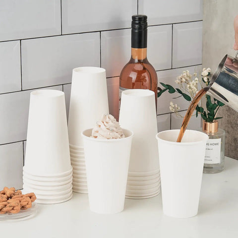 200 Pack 16 Oz Disposable Coffee Cups Sturdy White Paper Cups For Hot And Cold Drinks Leak Proof Coffee Cups For Parties Home Office Cafes And Events Now
