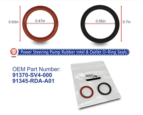 Acura And Honda Power Steering Fluid Bundle 3 Pack Interchange 08206 9002PE O Ring Seals Kit 91345 RDA A01 91370 SV4 000 shown