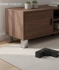 Durable L-Shaped Stainless Steel Furniture Leg Replacement for cabinet, 13 x 3.3 x 1.6 inches, next to modern cabinet