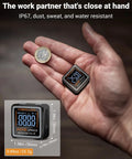 Pocket Sized Digital Angle Finder With Magnetic Level, Rechargeable Angle Cube, DIY Woodworking Protractor For Table Saws And Miter Gauges, 4x90 Degree Readouts, Ultra Compact Inclinometer For Quick On The Job Angles, 35mm in hand