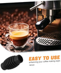 Espresso machine with Heat Insulation Pad Rubber Sleeve for steam wand burn protection, shot of coffee next to sleeve detail.