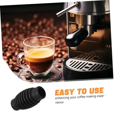 Espresso machine with Heat Insulation Pad Rubber Sleeve for steam wand burn protection, shot of coffee next to sleeve detail.