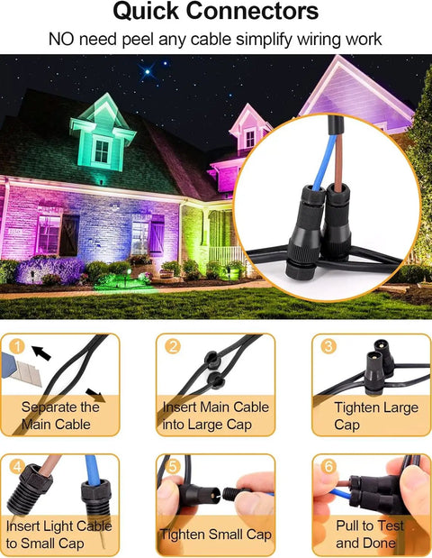 12W Color Changing RGB Landscape Lights With Remote Control Low Voltage Waterproof LED Outdoor Spotlight installation steps