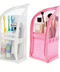 Two Pack Upright Standing Travel Toiletry Organizer Bags Waterproof Clear Translucent Makeup Case Foldable Leakproof Pouch Grab And Go