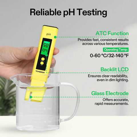 Using All-In-One Digital pH Meter With TDS EC Temperature, Soil Moisture And Light Tester in clear water, yellow case