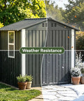 Outdoor Storage Shed With Window Lockable Garden Toolhouse For Backyard Use, half sunny and half snowy, light grey 6x4FT