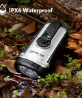 Go To Solar Powered Hand Crank Flashlight For Camping And Outdoors, IPX6 Waterproof Emergency LED Torch in wet forest