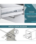 Workhorse 16 Inch Full Extension Drawer Slides With Soft Close And Ball Bearing Rail installation diagram