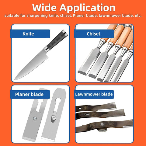 Adjustable Bench Grinder Tool Rest Sharpening Jig for knives, chisels, planer blades, and lawn mower blades application guide