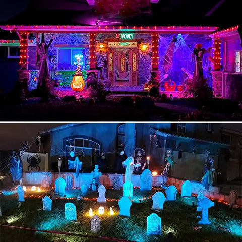 Outdoor RGB Color Changing Spotlight Kit With Remote, 120V Plug In LED Landscape Lights IP66 Waterproof, 4 Pack illuminating Halloween decor