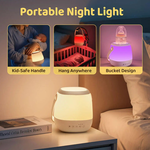 4 In 1 Baby Night Light Sound Machine With 35 RGB Colors And 12 White Noise Options, Cordless USB Rechargeable Egg Lamp
