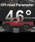 1:12 Scale MN82 LC79 Land Cruiser RC Crawler With Lights, 4WD showcasing off-road angles and ground clearance
