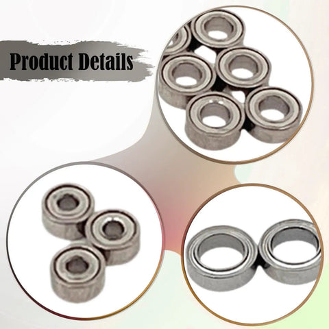 Close-up views of 14 Piece Ball Bearing Upgrade Kit for WLtoys 244016 RC Car 1 24 Scale High Precision Bearings For Smoother Spin.