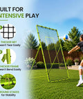 Volleyball Rebounder Net 7x4 Ft With Five Adjustable Angles for Solo Practice in backyard with player using for spiking.