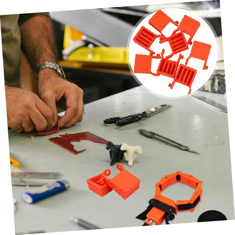 Four Piece Woodworking Strap Clamp Blocks For Quick Fix Belt Clamp Accessories on a workshop table during use.