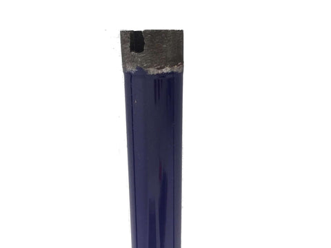 3/4-inch wet diamond core drill bit with blue shaft; close-up of the cutting tip.