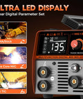 MIG Welder 110V Full Kit With 135A Synergy Flux Core Gasless MIG Lift TIG And ARC Auto Wire Feed Compact LED Display
