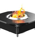 Fire Pit Surround Tabletop For Solo Stove Bonfire Ranger 2.0 Thick Powder Coated Steel Outdoor Fire Pit Table UV Resistant Fabric
