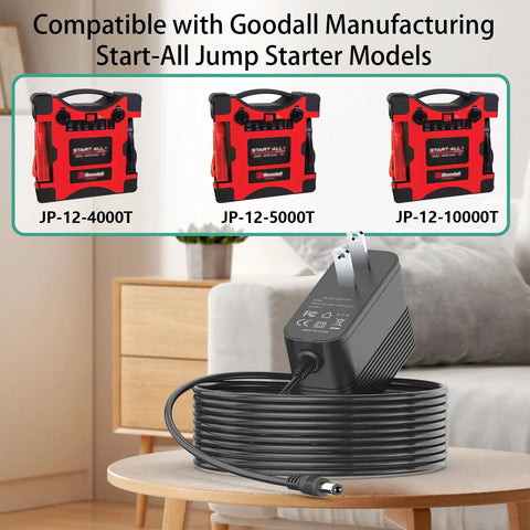 18V 2A Jump Starter Power Supply For JP 12 4000T 5000T 10000T Start All Corded Jump Packs Battery Replacement Charger on table