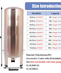 Heavy Hitter Stainless Steel Water Storage Tank 105 Gallon Home Pressurized Expansion Vessel with size details and specifications.