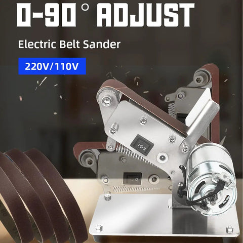 Mini Electric Belt Sander Machine Adjustable Angle Grinding Tool For Knife Apex Edge Sharpener Polishing DIY Projects with adjustable design.