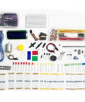 Uno R3 Starter Kit For Beginners Dope Arduino Electronics Bundle With Projects Sensors Wires Breadboard And Simple Step By Step Tutorials To Learn By Doing Through Hands On Projects And Clear Guides, parts laid out on white
