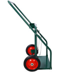 Heavy Duty 440 Lbs Welding Cylinder Cart With 10 Inch Solid Rubber Wheels Dual Oxygen And Acetylene Tank Dolly Removable Steel Cart For Secure Gas Cylinder Transport And Storage Green, side view