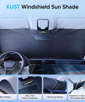 Custom Fit Windshield Sun Shade For Chevy Silverado And GMC Sierra 2007 To 2013 Foldable UV Blocker Double Thickness 250T inside view