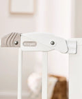 Close-up of latch on 36-Inch Extra Tall Baby Gate For Doorways And Bottom Of Stairs, Pressure Mounted Walk-Through Gate For Babies, Toddlers And Pets