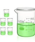 50ml Beaker Shot Glasses Set, Heavy Duty Borosilicate 3.3 Glass, 5 Pack with Spouted Beakers and Double Scaled Graduation Marks