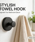 Heavy Duty Bathroom Wall Hook With Adhesive Or Screw Mount Rock Solid Rust Proof Metal Coat Rack for towel on wall.