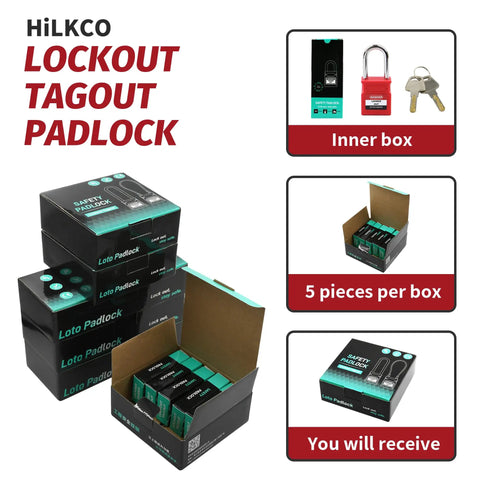 Five Pack Heavy Duty Lockout Tagout Safety Padlocks Built Tough With Keyed Different Cores OSHA Compliant Nylon Shell And Secure Steel Shackle For No Fuss Job Site Security