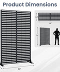 Metal Outdoor Privacy Screen 6 Foot Tall Freestanding Privacy Fence dimensions with 72 inch height, 44 inch width, and stable base.
