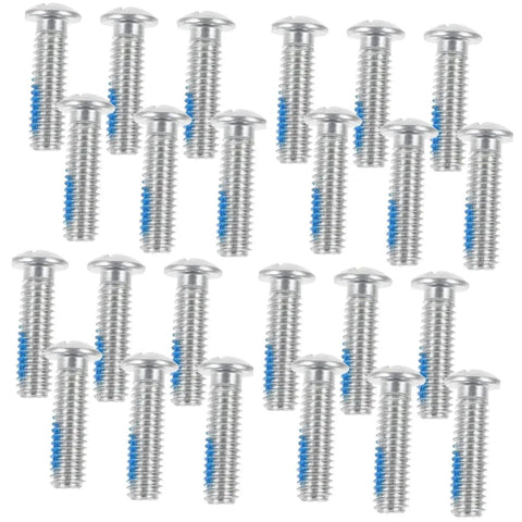 24 Pieces Roller Skate Stopper Screws Kit For Inline And Quad Skates Easy To Install Brake Screws Non Corrosive Hardware Bearing Replacement Screws Kit shown in multi-color finish on white background