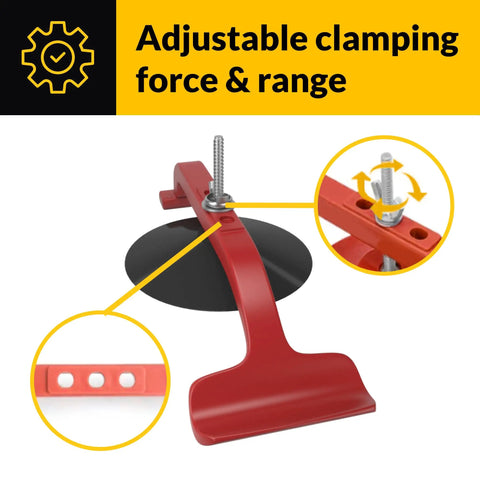 Hands Free Suck N Clamp Adjustable Cup Clamps Pack Of 6 For Windshield Repair showing red adjustable clamping mechanism