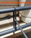 Assorted Zip Ties Set 8 12 14 18 Inch Heavy Duty Nylon Cable Ties With Self Locking Mechanism fastening cables on a rack