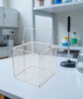 Stainless Steel Ultrasonic Parts Cleaner Basket With Swinging Handle Heavy Duty High Temperature Resistant Open Mesh Design For Jewelry Small Hardware And Delicate Laboratory Items Cleaning At Home, square