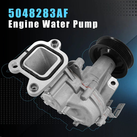 Top Tier Heavy Duty Engine Water Pump For Jeep Wrangler Jl 2.0L Turbo showing metal construction and gasket detail.