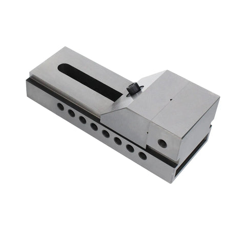 Screwless Mini Insert Vise for Toolmakers, 3 inch steel, precision ground surfaces, V groove design, perspective view