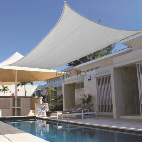 16x18 Waterproof Shade Sail Rectangle With Hardware Kit Light Gray UV Block Outdoor Patio Cover over pool area
