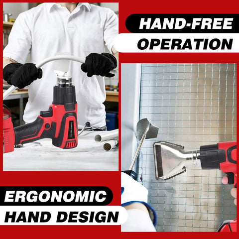 Cordless Heat Gun With LCD Temperature Display And LED Light being used for shrink tubing and DIY projects, ergonomic design shown.