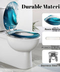 Generic Elongated Resin Toilet Seat for Bathroom with wave design, showcasing stainless steel hinges and protective bumpers.