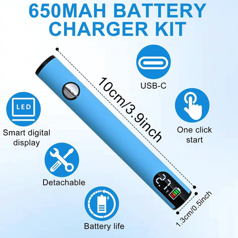 USB-C Rechargeable Portable Soldering Cart Pen With LED Display and ceramic heating, blue, 650mAh battery kit specifications