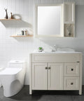 Modern bathroom with Two Handle Deck Mounted Bathroom Sink Faucet With Brushed Nickel Finish, Includes Lead Free Drain Assembly.