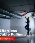 No Hassle Cable Pulley Kit For Low Voltage Network Wiring, installing cables through tight spaces with dual wheel guide.